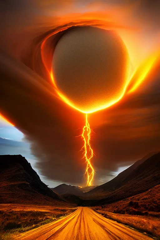 Prompt: nuclear explosion, photo by Marc Adamus,