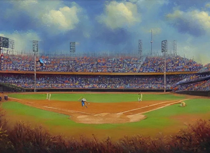 Image similar to a cornstalk baseball stadium, oil painting by jama jurabaev, extremely detailed, brush hard, artstation, for aaa game, high quality, brush stroke