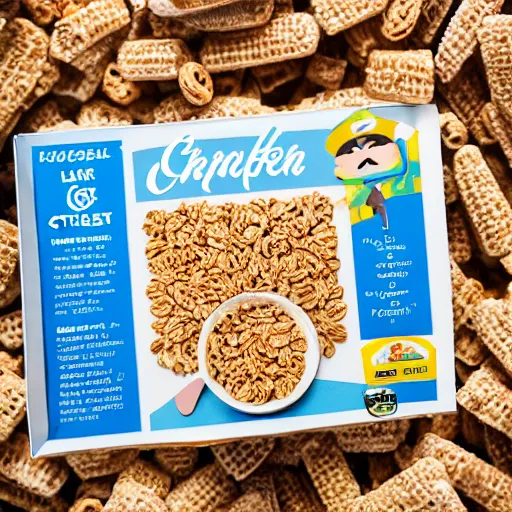 Prompt: cereal box for captain cricket breakfast cereal, product photography, 8 k