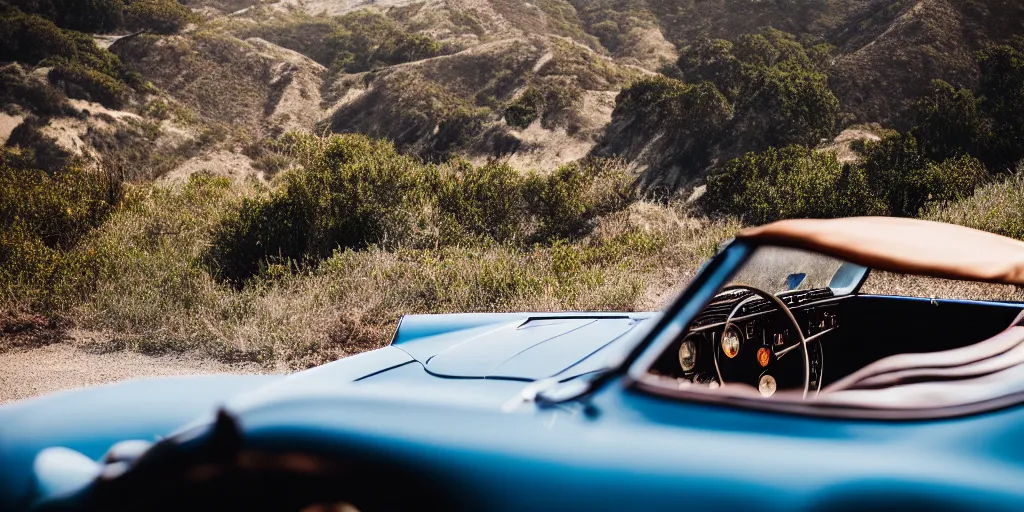 Image similar to photograph, rebadged, 1974 PORSCHE 911, roadster, by Pete Biro, press release, cinematic, malibu canyon, 8k, depth of field, bokeh ,