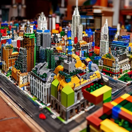 Image similar to life sized city made of lego, trending on artstation