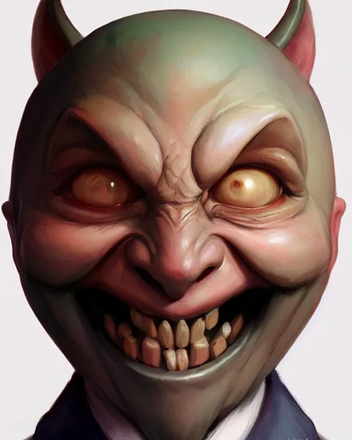 Image similar to character concept art of the happy mask salesman | | cute - fine - face, pretty face, realistic shaded perfect face, fine details by stanley artgerm lau, wlop, rossdraws, james jean, andrei riabovitchev, marc simonetti, and sakimichan, tranding on artstation