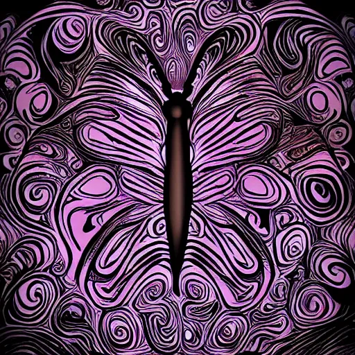 Prompt: horrific butterfly in a dark swirly cloud