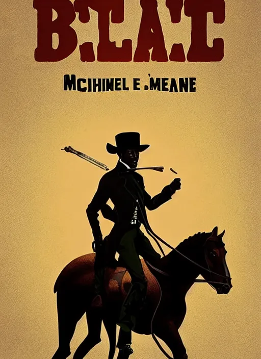 Image similar to poster artwork by Michael Whelan and Tomer Hanuka, of Kermit the From riding a horse, from scene from Django Unchained, clean