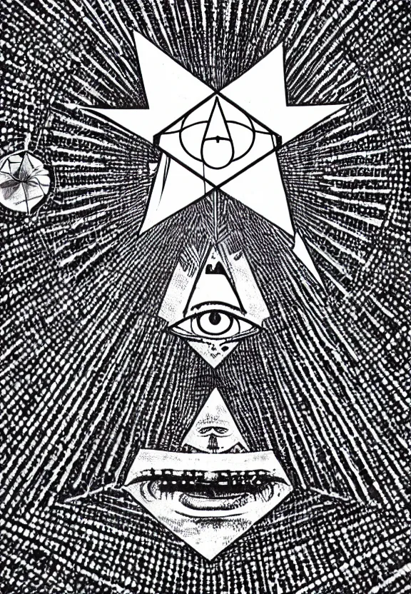 Image similar to simplicity, subgenius, x - day, weird stuff, occult stuff, crystals, illuminati, gem tones, hyperrealism, stage lighting