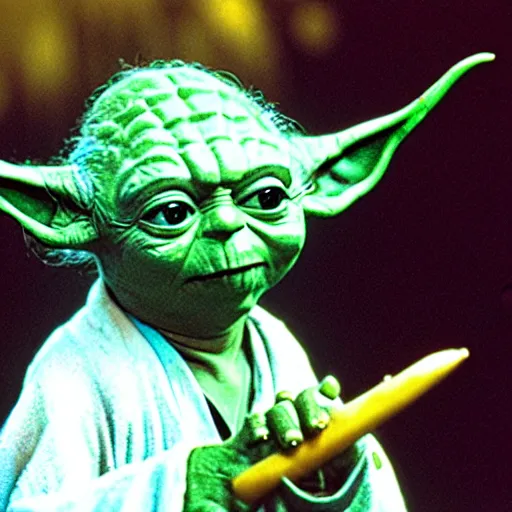 Image similar to yoda performing at woodstock