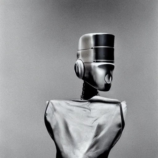 Prompt: a robot woman photographed by annie leibovitz