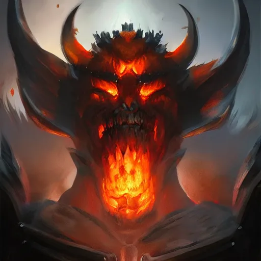 Prompt: ragnaros portrait trending on artstation, painted by greg rutkowski