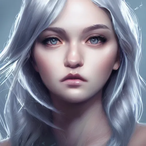 Image similar to teen girl, silver hair, gorgeous, amazing, elegant, intricate, highly detailed, digital painting, artstation, concept art, sharp focus, illustration, art by Ross tran