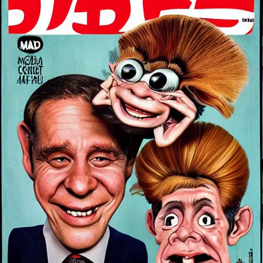 Prompt: mad magazine cover photo portrait caricature big eyes shrimp