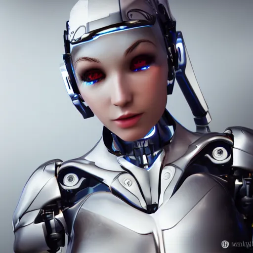 Image similar to beutiful white girl cyborg, artstaition, unreal engine