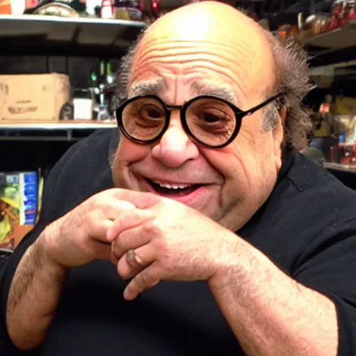 Image similar to pov encounter with danny devito in the backrooms, realistic, liminal space, unnerving