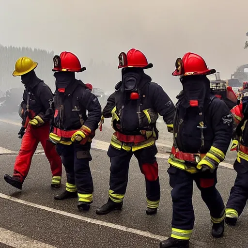 Prompt: photo of european firefighters joining battle to stop french wildfires