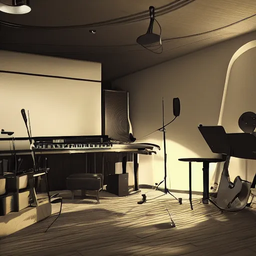 Prompt: A Nordic recording a disc in the music studio, unreal engine, cinema4D, octane render, Detailed, cinematographic