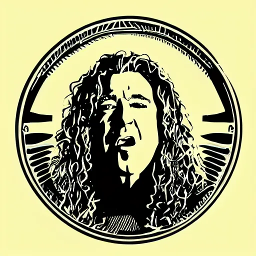 Image similar to robert plant from led zepelin singing, sticker - art, svg vector, adobe - illustrator