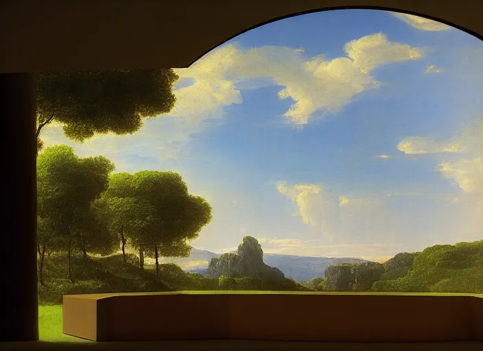 Prompt: painting of a james turrell installation by thomas cole