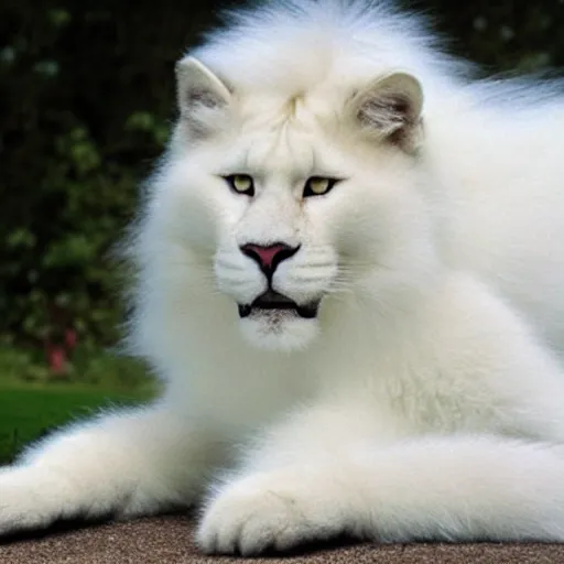 Image similar to big white panter, white paws and very long fur