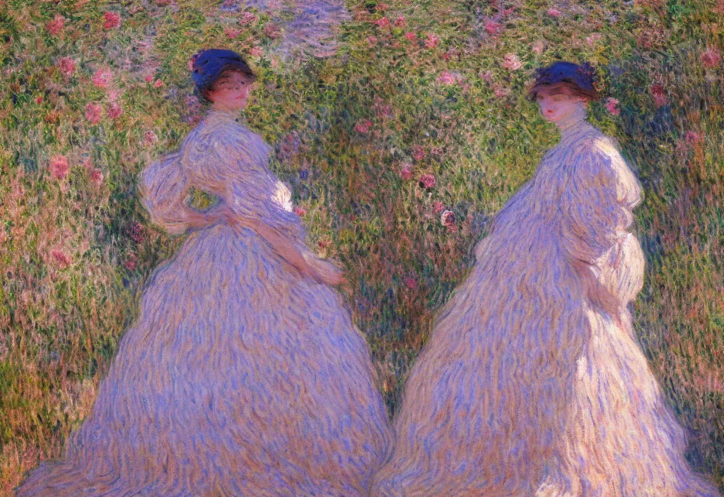 Image similar to fashion editorial by Claude Monet. highly detailed. 8k. depth of field. photography