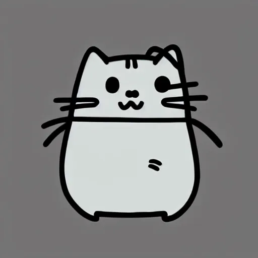 Prompt: Kirby as Pusheen the cat, cartoon illustration, cute