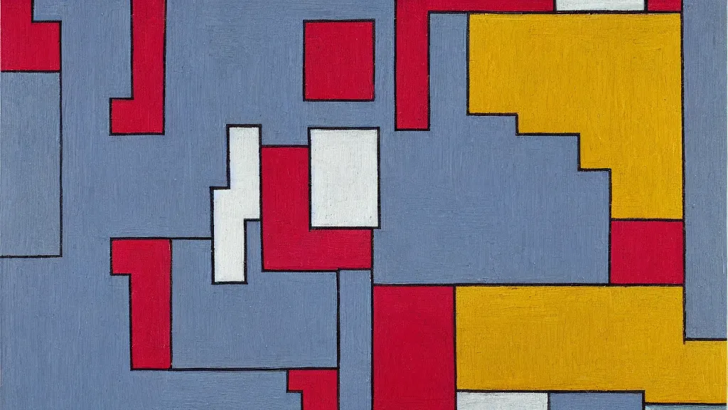 Prompt: abstract art painting, lines, forms, shapes, in style of piet mondrian, 4 k, high resolution details,