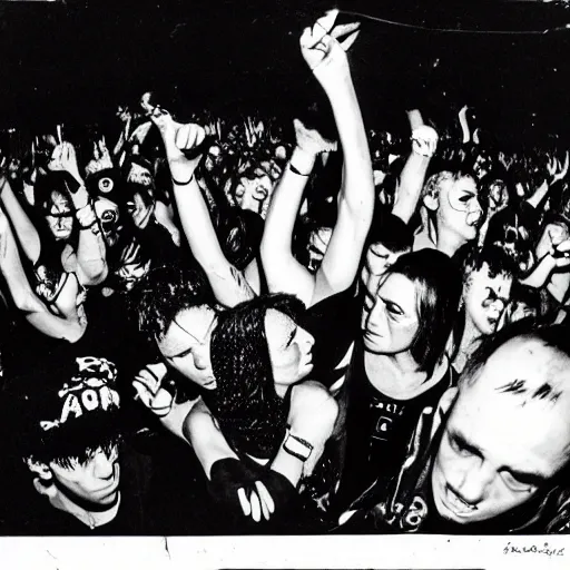 Prompt: fight of ravers and punks, old black and white photo