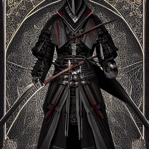 Image similar to Victorian Gothic Samurai, hd, intricate, bloodborne, 8k, digital art