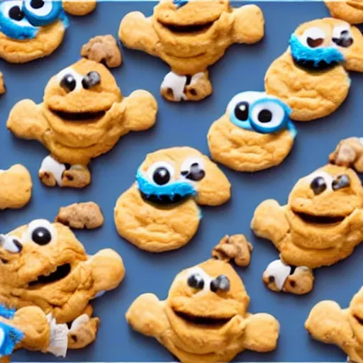 Prompt: Cookie Monster as the CEO of a cookie factory