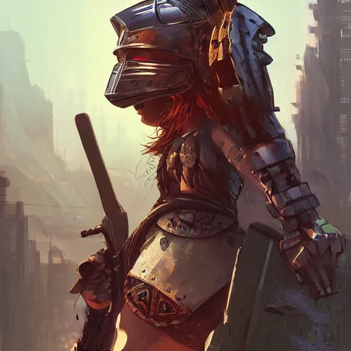 Image similar to cyberpunk viking helmet mask warrior goddess robot ninja fantasy, art gta 5 cover, official fanart behance hd artstation by jesper ejsing, by rhads, makoto shinkai and lois van baarle, ilya kuvshinov, ossdraws