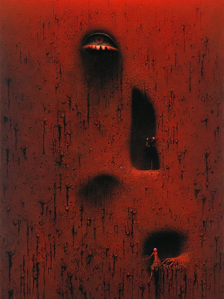 Image similar to bloody Kermit the frog megalophobia by Beksinski, detailed