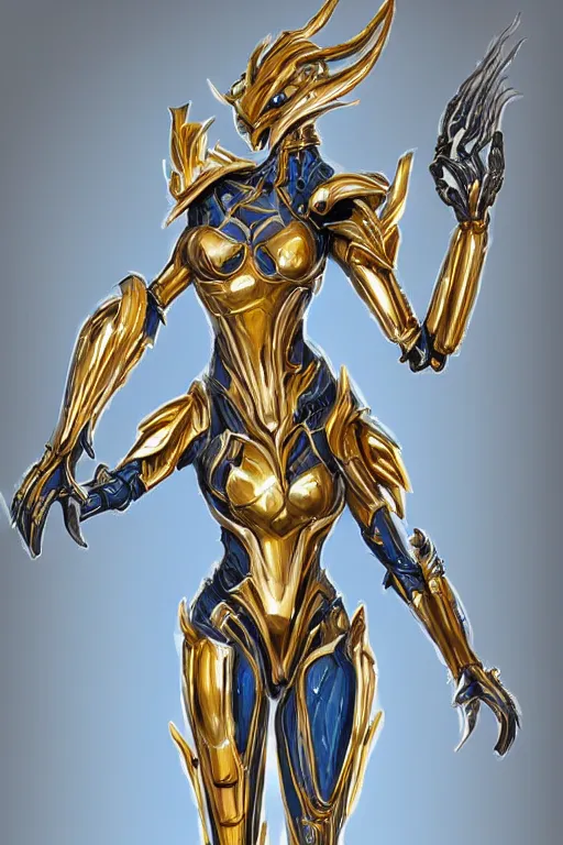 Image similar to intricate high detail elegant beautiful stunning quality cosmic huge goddess giantess hot female warframe anthro mecha female dragon, gold body, sleek metal ears, sleek eyes, smooth blue skin, sleek gold armor, bigger than galaxy, epic proportions, epic scale, epic size, warframe destiny art, furry, dragon art, goddess, giantess, furaffinity, octane