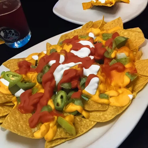 Prompt: sitting at a sports bar eating a nachos