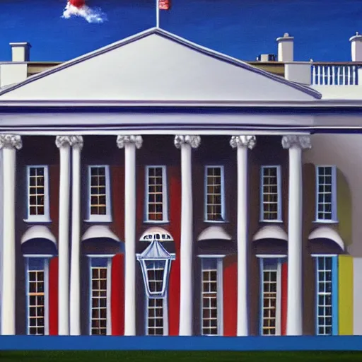 Prompt: painting of the white house by rene magritte, hd, 4 k, detailed, award winning