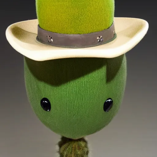 Prompt: anthropomorphic cactus wearing a stetson hat