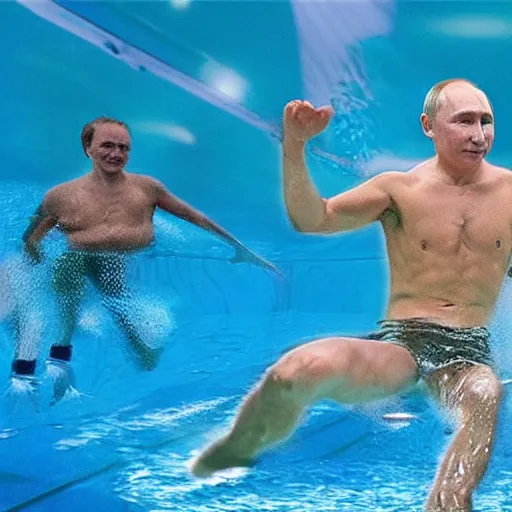 Image similar to Putin aquatic disco, hyper realistic photo