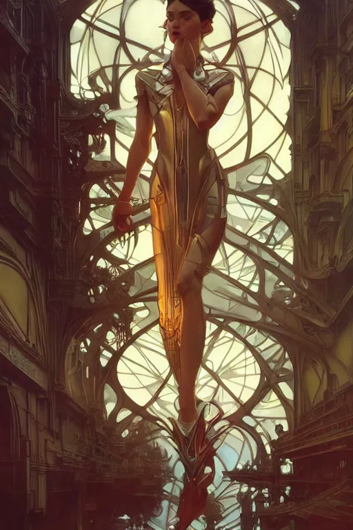 Prompt: dynamic pose, intricate, futuristic, fantasy, by stanley artgerm lau, greg rutkowski, alphonse mucha,, thierry mugler, norman rockwell, 3 d,