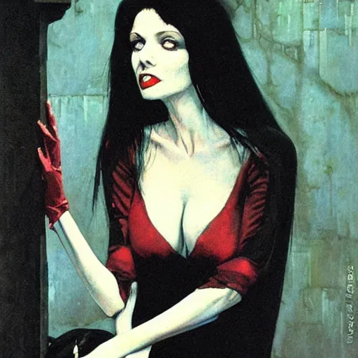 Prompt: Sad vampire, by Robert McGinnis.