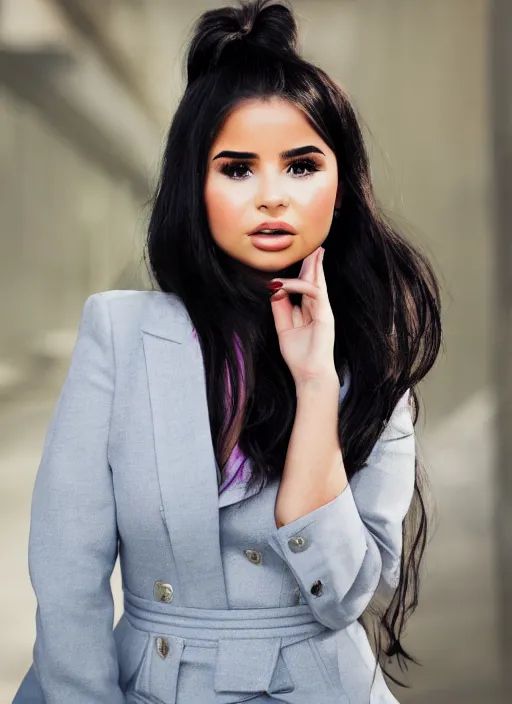 Image similar to portrait of demi rose wearing school uniform, by francis giancobetti, natural light, detailed face, canon eos c 3 0 0, ƒ 1. 8, 3 5 mm, 8 k, medium - format print, full body shot