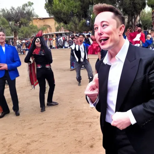 Image similar to elon musk dressed as a matador, bullfighting, la plaza abarrota