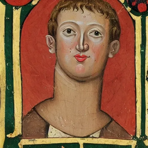 Prompt: Medieval painting of pregnant Mark Zuckerberg. Highly realistic. Highly detailed. High resolution. 4k. 8k