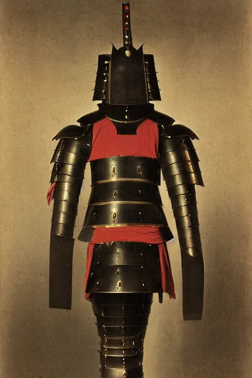 Image similar to a set of high - tech japanese samurai armor, by bouguereau