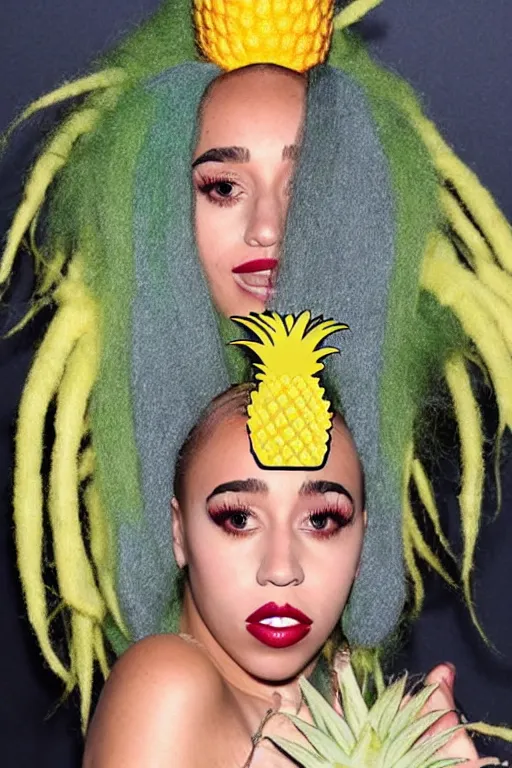 Image similar to doja cat as a pineapple, human face in the shape of a pineapple