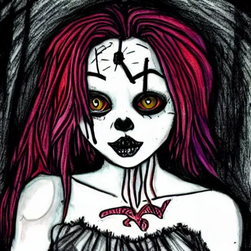 Prompt: grunge drawing by mrrevenge of a clown, corpse bride style