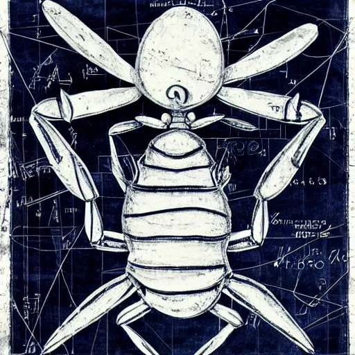 Image similar to mr krabs as a blueprint by leonardo davinci