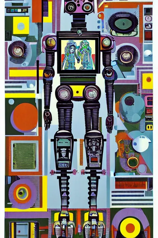 Image similar to a diagram of a robot body with various parts, cyberpunk art by eduardo paolozzi, behance contest winner, computer art, greeble, steampunk, poster art, james turrell, robert rauschenberg, andy warhol, pop art, czechoslovakia, surrealism, milton glaser, graphic design