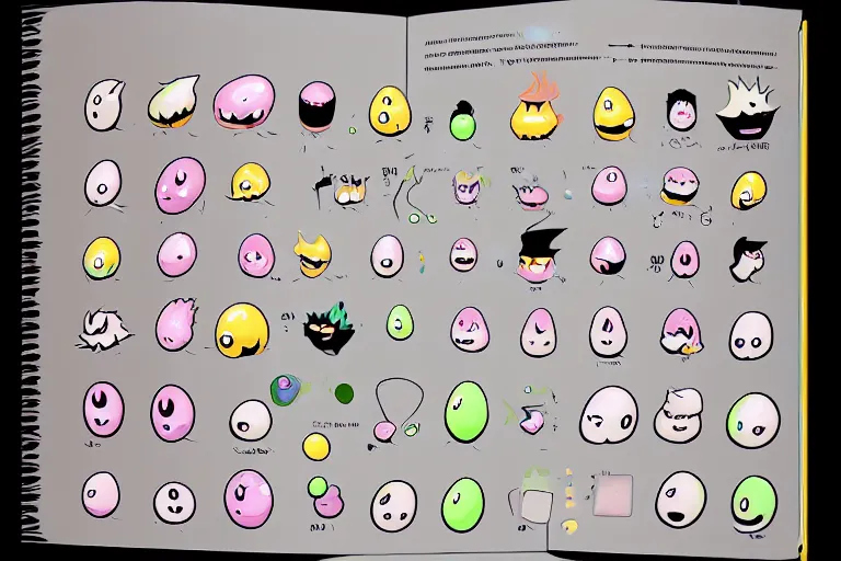 Prompt: a book page with list of anthropomorphic slimes waifu standing, perfect faces, concept art