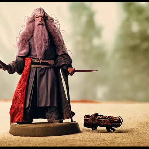 Prompt: A photo of Gandalf the Red, 85mm lens, movie promo