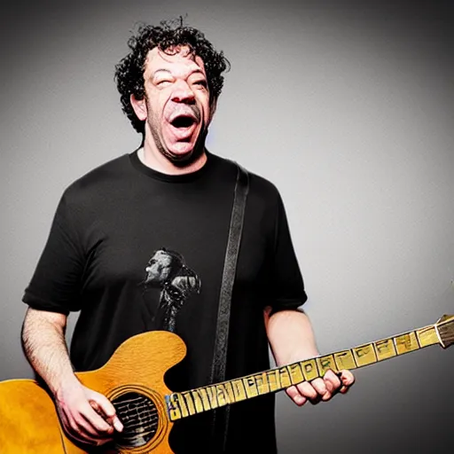 Image similar to dean ween guitar face, enormous mouth 1 meter in diameter