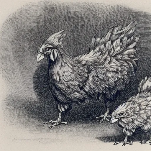 Prompt: cerberus as a chicken