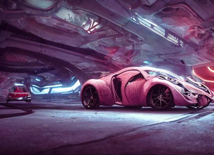 Prompt: hd wallpaper of a car made out of squids, octane render, 8 k, hyperrealistic, unreal 5, intricate detail, cinematic, studio lighting, concept art, trending on artstation