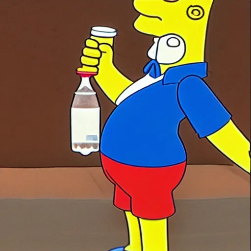 Image similar to disturbing claymation of homer simpson drinking a gallon of milk